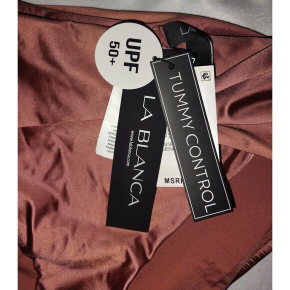 NWT LA BLANCA Earth Goddess Mid-Waist Twist Front Bikini Bottom Size 4 Sienna - Picture 4 of 8